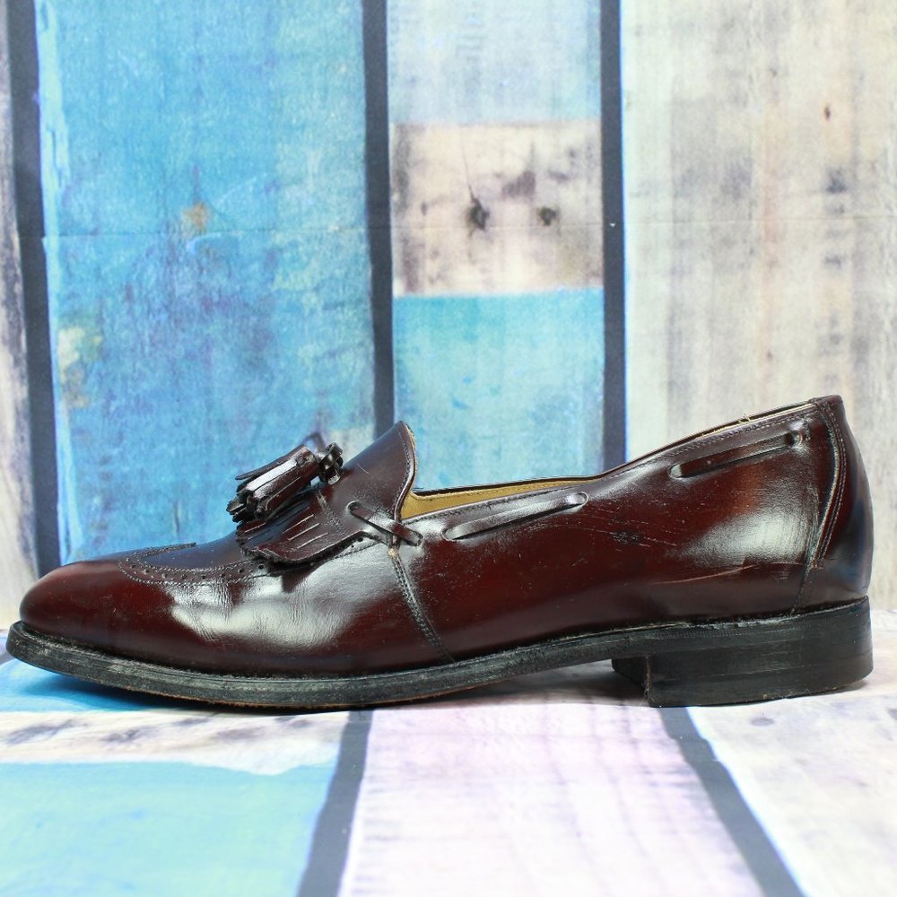 Johnston Murphy Burgundy Leather Tassel Kilt Wingtip Dress Shoes Size 10 D - Picture 1 of 10
